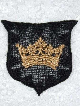 L3 Black Crown Crest Venice Lace Applique