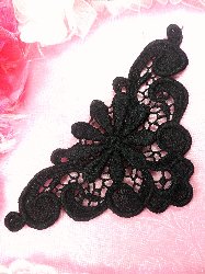 C509725 Black Venise Lace  Collar Applique 5.75"