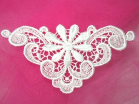 L68  White Venise Lace  Collar Applique 5.75" L68  White Venise Lace  Collar Applique 5.75"