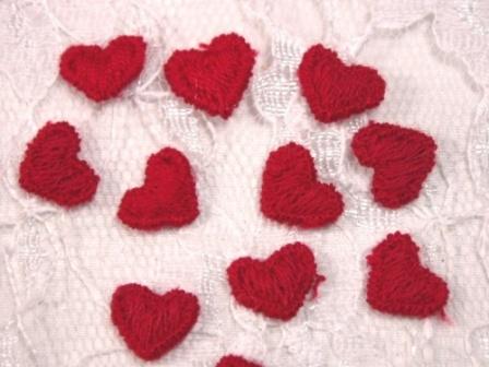L7L  Set of ( 12 ) Red Heart Fabric Appliques 12 pcs.