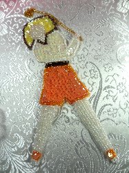LC1552 Lady Golfer MultiColor Beaded Sequin Applique 7.5"