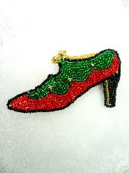 LC1516 Ladies Shoe Multicolored Holiday Beaded Applique 4"