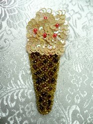 LC1522 Multicolored Ice Cream Cone Beaded Sequin Applique 3.5"