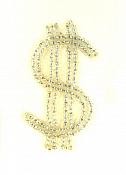Dollar Sign Applique Beaded Patch Motif Silver 2.25" (LC1670)
