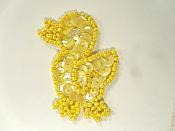Duck Applique Beaded Sequin Patch Yellow 2" (LC1797)