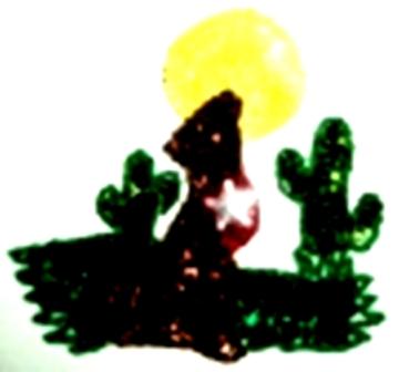 LC70 SM Coyote  with Sun  Sequin Beaded Applique 4.75"