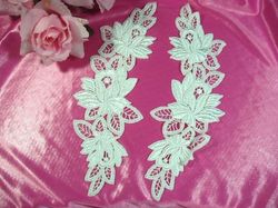 C118  White Mirror Pair Venise Lace Appliques 10"