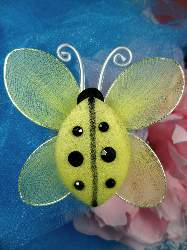 MR026 Yellow Organza Lady Bug Embellishment 2.75"