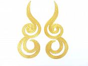 Gold Metallic Appliques Embroidered Scroll Mirror Pair Iron On Patch 7" MS1203X