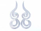 Silver Metallic Appliques Embroidered Scroll Mirror Pair Iron On Patch 7" MS1203X