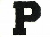 Letter P Black Embroidered Applique 4.5" (MS121)