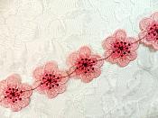Pink Embroidered Flower Applique 8.5" (MS150)