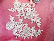 Venise Lace Embroidered Off White Floral Venice Mirror Pair Motifs 10.25" (DH121X)