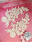 Venise Lace Embroidered Off White Floral Venice Mirror Pair Motifs 10.25" (DH121X)