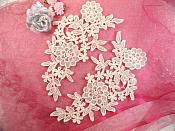 Venise Lace Embroidered Off White Floral Venice Mirror Pair Motifs 10.25" (DH121X)