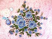 Embroidered Floral 3D Applique Blue Rose Patch Craft Motif 14" (MS213)