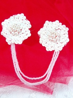 MA172 White AB Beaded Sequin Flower Brooch / Applique 7"