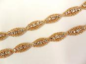 Rhinestone Trim Crystal Stones Rose Gold Beads 1/2" (P3)