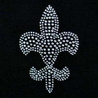 E1000 Fleur De Leis Crystal Rhinestone Iron on Transfer Applique  4.25"