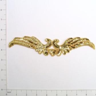 E3404  Gold wings Sequin Beaded Applique 8.5"