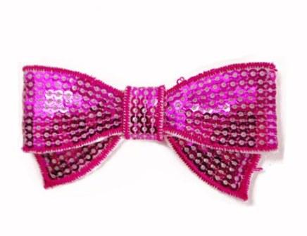 E3440  Light Purple Sequin Bow  Applique 2.75"