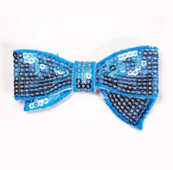 E3440  Turquoise Sequin Bow  Applique 2.75"
