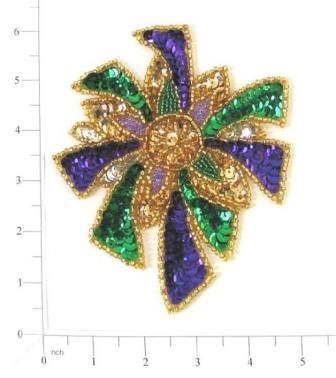 E521 Designer Sequin Beaded Applique (Left) 6"