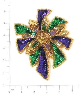 E521 Designer Sequin Beaded Applique (Right) 6"
