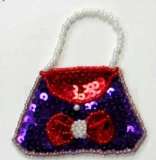 Ladies Purse Sequin Beaded Applique  E5851