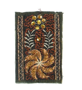 E5943 Denim Patch with Gold Accents 2.5"
