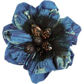 E5981  Teal Multi Floral Beaded Brooch or Applique