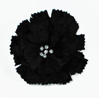 E5982  Black Rhinestone Florantina Jeweled Brooch 4"