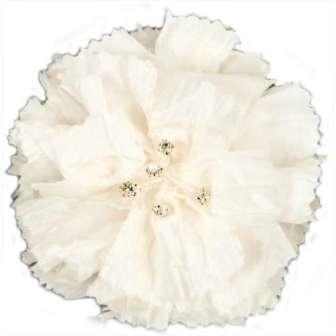 E5982  White Rhinestone Florantina Jeweled Brooch 4"