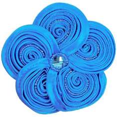 E5984  Turquoise Victorian Silky Ribbon Flower Brooch 3.5"