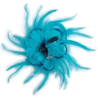 E5998 Turquoise Feather Pin Clip Brooch