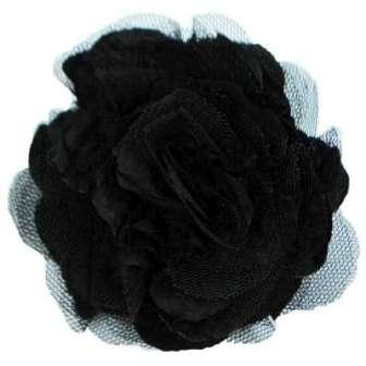 E6000 Black Floral  Pin Clip Brooch
