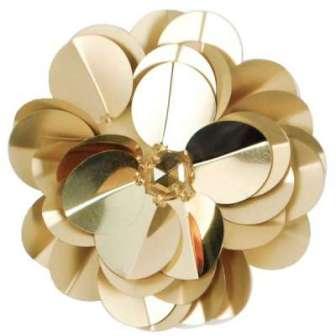 E6005 Gold Jewel Floral Sequin Beaded Applique 3.5"