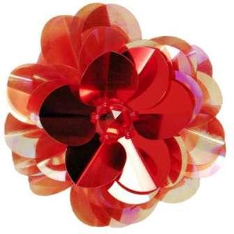 E6005 Red Jewel Floral Sequin Beaded Applique 3.5"