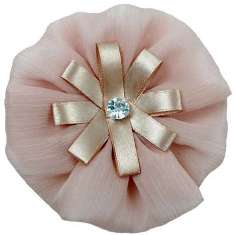 E6019 Beige Floral Brooch Clip Applique 4"