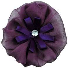 E6019 Purple Floral Brooch Clip Applique 4"