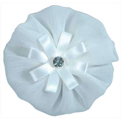 E6019 White Floral Brooch Clip Applique 4"