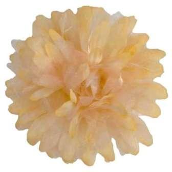 E6021 Organza Mum Yellow Floral  Applique Pin Brooch 4.5"