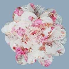 E6039 Pink Floral Brooch Clip Applique 4"