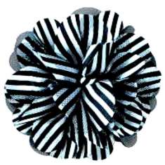 E6041 Black White Floral Brooch Clip Applique 5"