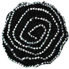 E6043 Black Silver Floral Brooch Clip Applique 5"