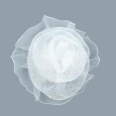 E6052 White Organza Floral Applique 2.75"