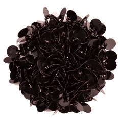 E6056  Black Beaded Sequin Applique Brooch Flower  3"