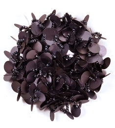 E6056  Gunmetal Gray Beaded Sequin Applique Brooch Flower  3"