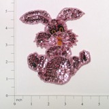 Mauve Bunny 4.75" Sequin Beaded Appliques E711