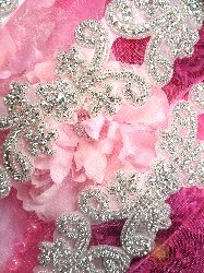 TS122 Silver Beaded Crystal Rhinestone Trim